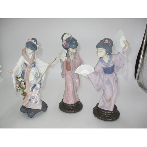 387 - Three Lladro Geisha Figures