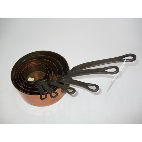 408 - Set of 6 Graduated Copper Cooking Pots