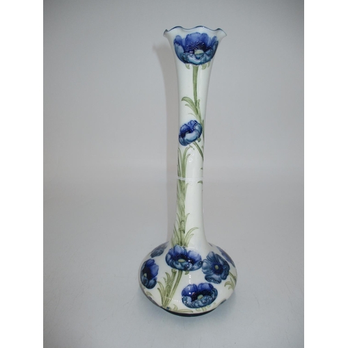 MacIntyre Florian Ware William Moorcroft Blue Daisy Bottle Neck Vase, 30cm