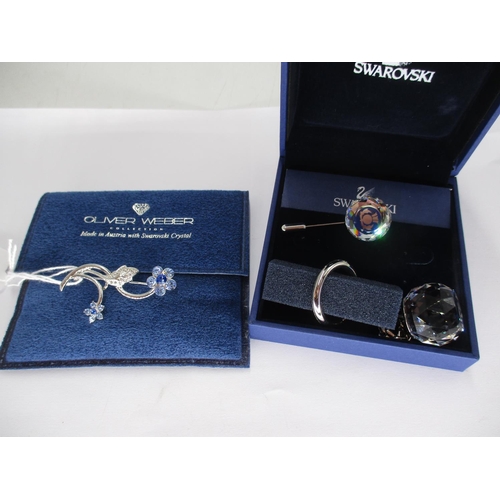 449 - Swarovski Pin and Key Ring and Oliver Weber Brooch