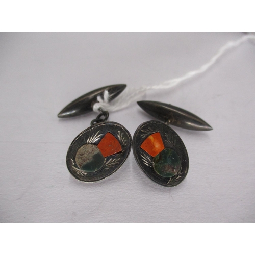 479 - Pair of Silver and Stone Thistle Set Cufflinks