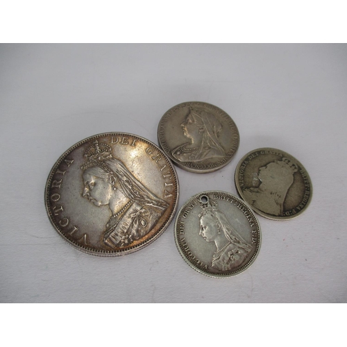 494 - Victorian 1887 Double Florin and 3 Other Coins