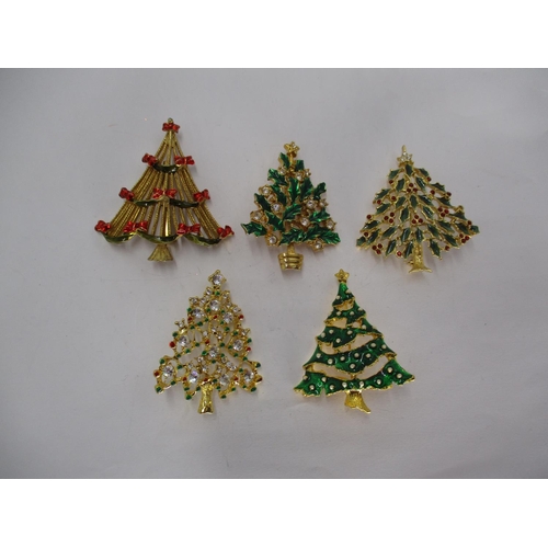 532 - Five Christmas Tree Brooches