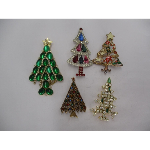 533 - Five Christmas Tree Brooches