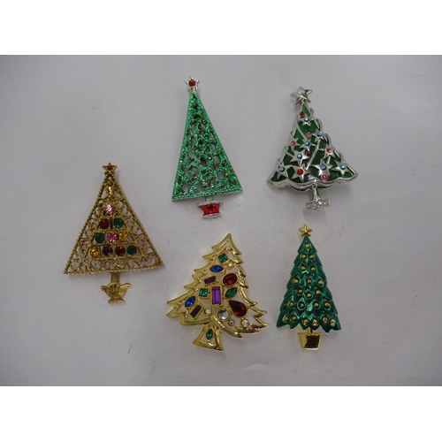 534 - Five Christmas Tree Brooches