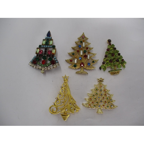 535 - Five Christmas Tree Brooches