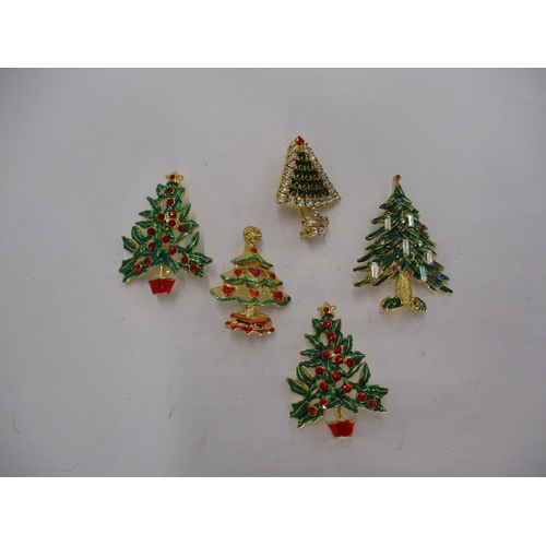 536 - Five Christmas Tree Brooches