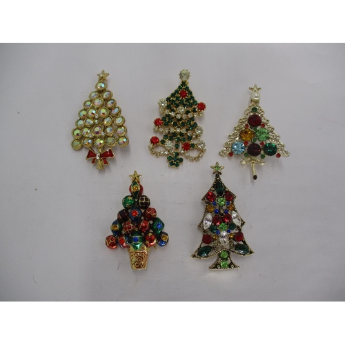 540 - Five Christmas Tree Brooches