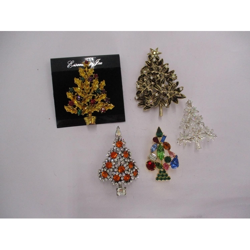 541 - Five Christmas Tree Brooches