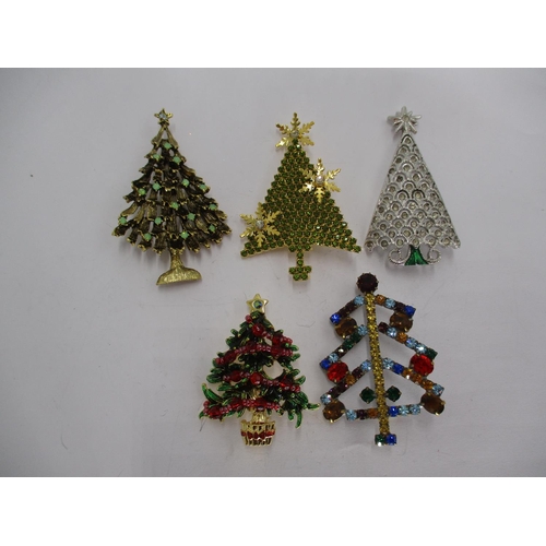 543 - Five Christmas Tree Brooches