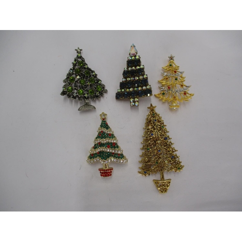 545 - Five Christmas Tree Brooches