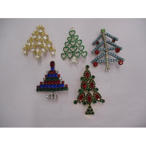 547 - Five Christmas Tree Brooches