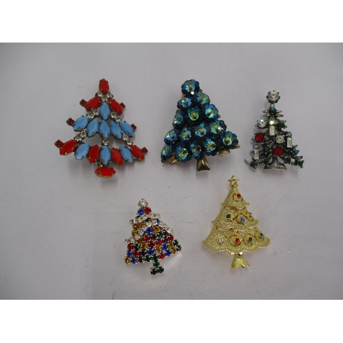 548 - Five Christmas Tree Brooches