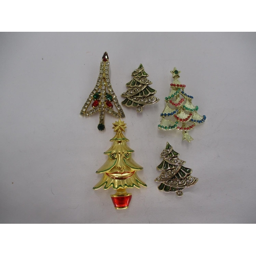 549 - Five Christmas Tree Brooches