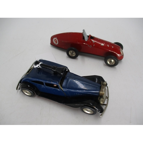 565 - Triang Minic Tin Plate Clockwork Racing Car and Vintage Car