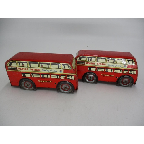 567 - Two Tin Plate Clockwork Double Decker Buses