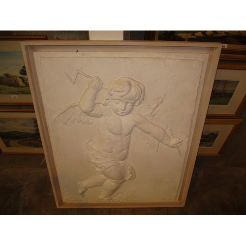 622 - Large Plaster Panel of a Cherub, 105x86cm