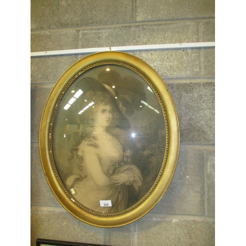 626 - Oval Framed Gainsborough Print of The Duchess of Devonshire, 58x47cm