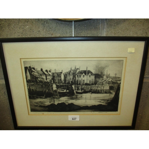 627 - William Peters Vannet, 1917-1984, Etching, Arbroath Harbour