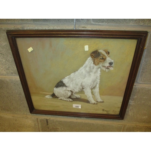 640 - E. Prosser 1931 Pastel Drawing of a Terrier, 36x41cm