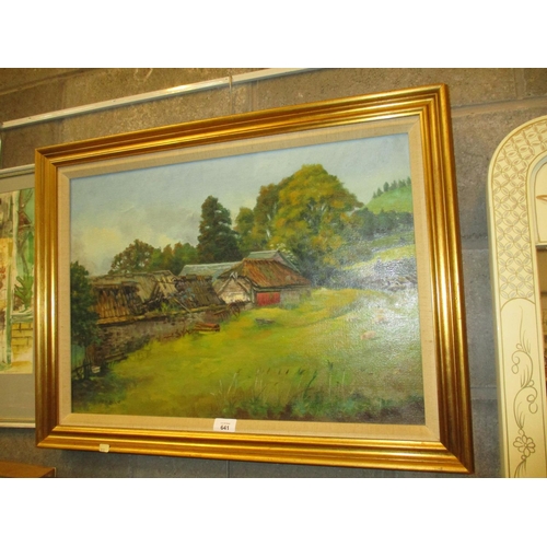 641 - D. H. Leslie, Oil on Canvas, Farm Scene, 44x62cm