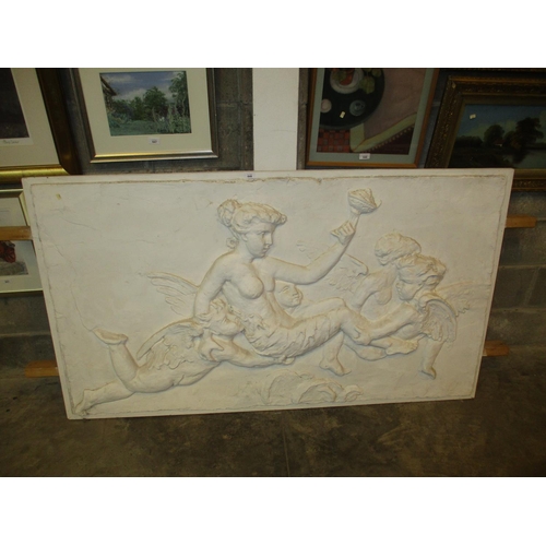 648 - Large Classical Scene Moulded Plaster Panel, 95x166cm