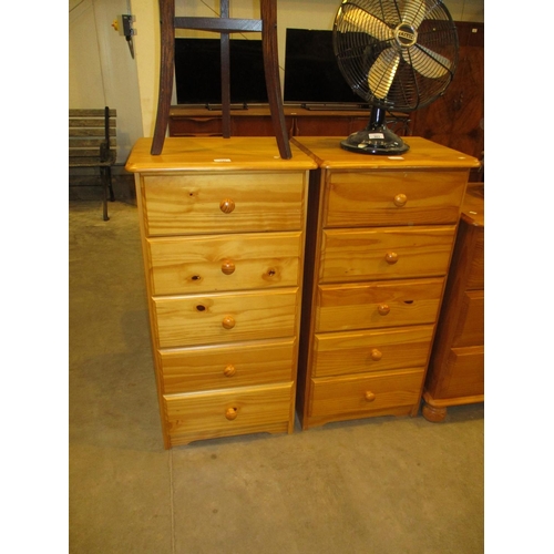 727 - Pair of Pine Chests of 5 Drawers, each 45cm