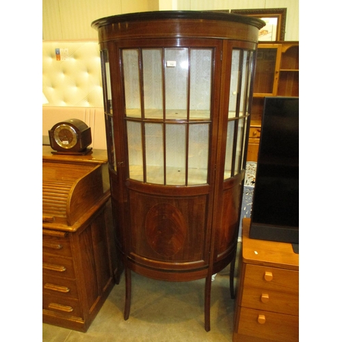 732 - Edwardian Inlaid Mahogany Bowfront Display Cabinet, 91cm