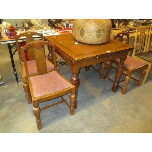 734 - Oak Draw Leaf Dining Table with 4 Chairs