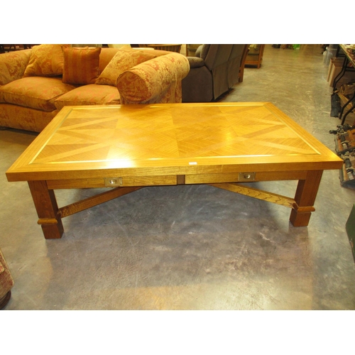 745 - Large Brass Inlaid Coffee Table, 169x110cm