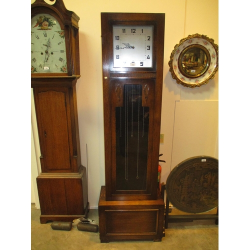 751 - 1930's Triple Weight Oak Longcase Clock