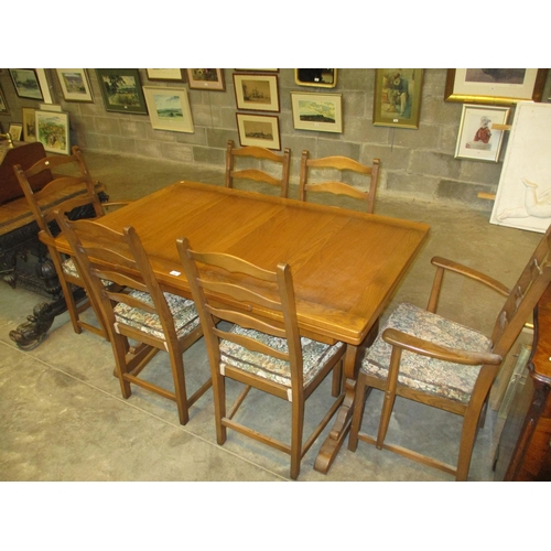 766 - Ercol Draw Leaf Dining Table with 6, 2 Arm and 4, Dining Chairs