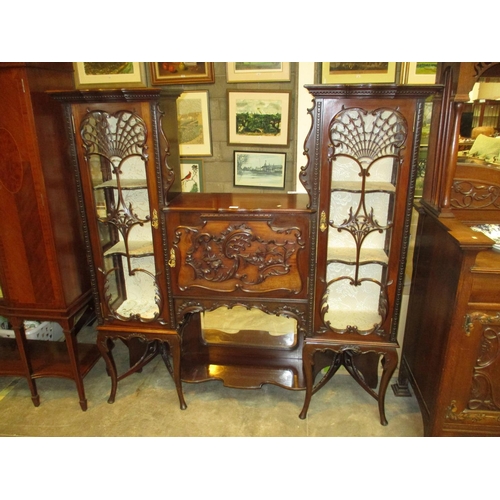 769 - Late Victorian Carved Mahogany Stepped Top Display Cabinet, 146cm