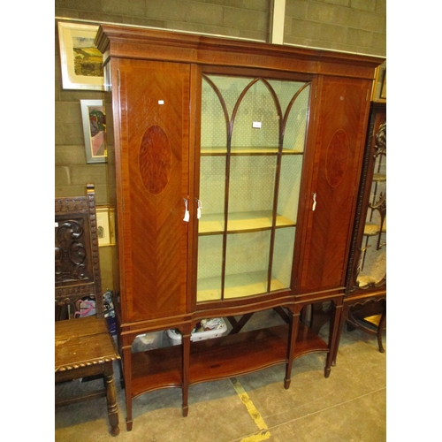 770 - Edwardian Inlaid Mahogany 3 Door Display Cabinet, 120cm