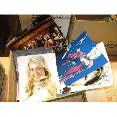 120 - Box of Autographed Celebrity Photographs including Charlton Heston, Star Wars, Harry Potter etc