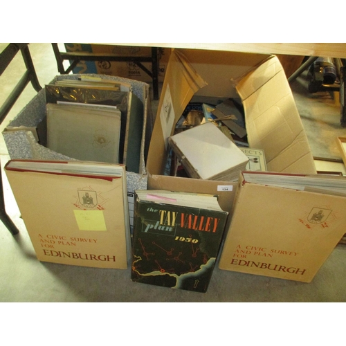 134 - Two Boxes of Books including 2 Volumes A Civic Survey and Plan for Edinburgh, The Tay Valley Plan 19... 