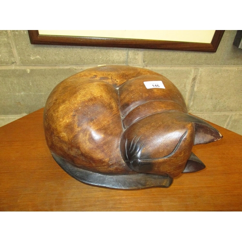 146 - Carved Wood Sleeping Cat