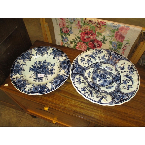 161 - Two Royal Goedewaagen Blue Delft Plaques, 36 and 38cm