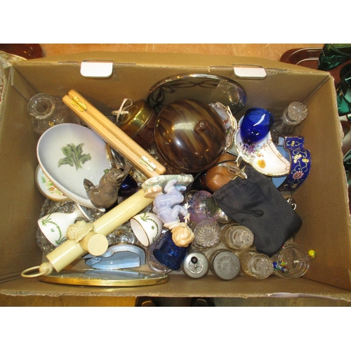 238 - Box of Collectables including Scent Bottles, Tea Pot Stand, Cloisonne etc