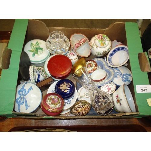 243 - Box with Trinket Boxes and Decorative China