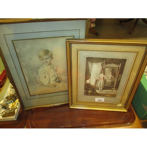 245 - Fozan Watercolour of a Lady, 18x13cm, along with a Photograph of a Young Boy