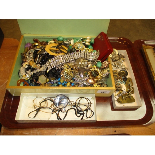 247 - Costume Jewellery, Old Spectacles etc