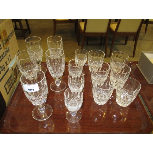 261 - Waterford Crystal, 6 Tumblers, 5 Wine Glasses and 4 Sherry Glasses