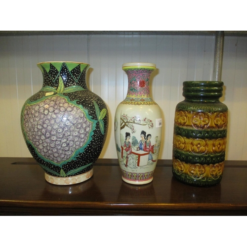 299 - West German Pottery Vase and 2 Oriental Vases