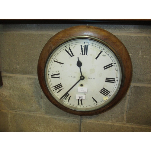 315 - British Railways Midland Circular Wall Clock The Dial Marked B.R. (M) 20251