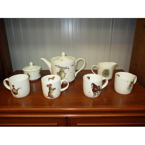 318 - Royal Worcester Wrendale Designs by Hannah Dale Seven Piece Tea Set