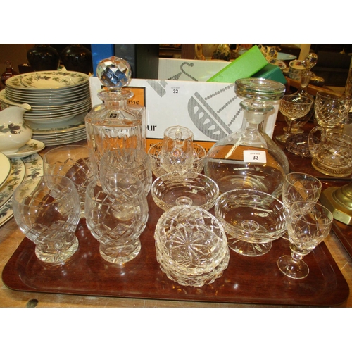 33 - Edinburgh Crystal Decanter, Another Decanter, Tumblers, Dishes etc