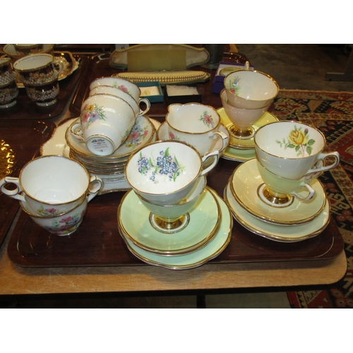 46 - Clare Harlequin 18 Piece Tea Set and Royal Stafford Virginia Stock 16 Piece Tea Set