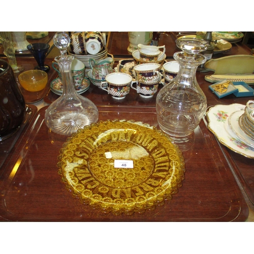 48 - Pair of Victorian Pressed Glass Bread Plates and 2 Decanters