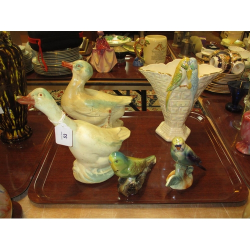 53 - Kensington Bird Vase, 2 Campsie Ware Birds and 2 Others